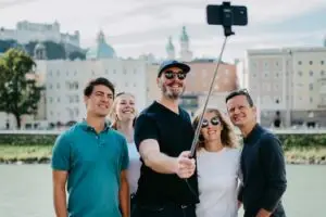 Perfect Selfie Spot in Salzburg with Mozartsteg and Hohensalzburg Fortress